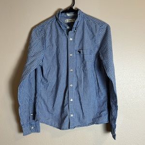 Abercrombie Boys Blue Checkered Button Down Dress Shirt‎